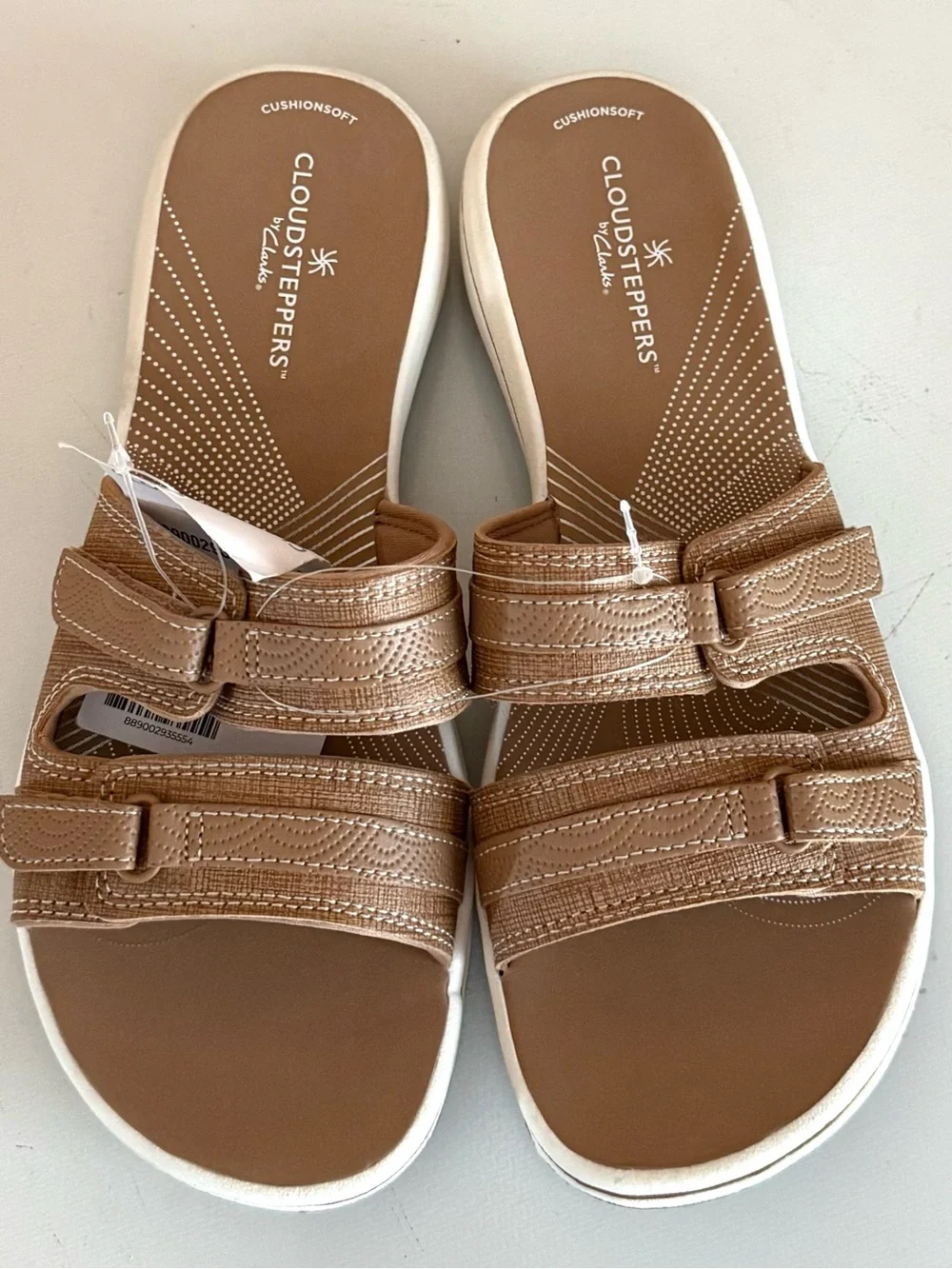 CLARKS CLOUDSTEPPERS BREEZE PIPER SLIDE SANDALS WOMEN'S SIZE 7 WARM BEIGE NWT